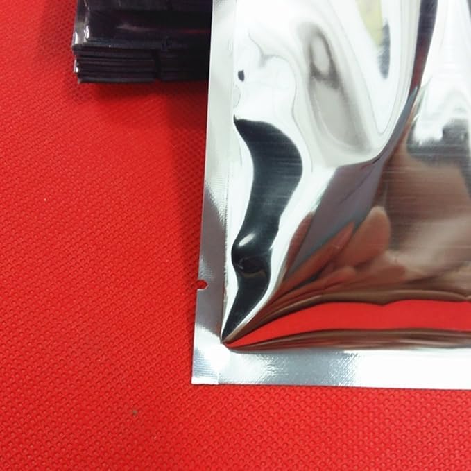 PABCK 100 Pack 4.7x6.7 inch (Inside Size 4.3x6.3 inch) Silver Foil Pouch Heat Seal Bulk Food Storage Bags Vacuum Sealer Wrapping