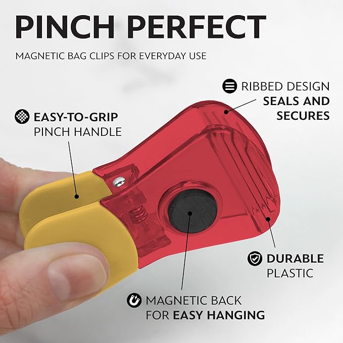 Disney Magnetic Chip Clips – Set of 6 Bag Clips for Food Storage - Mickey, Minnie, Lilo & Stitch, Winnie The Pooh – Durable Airtight Bag Chip Clips for Pantry & Fridge Use