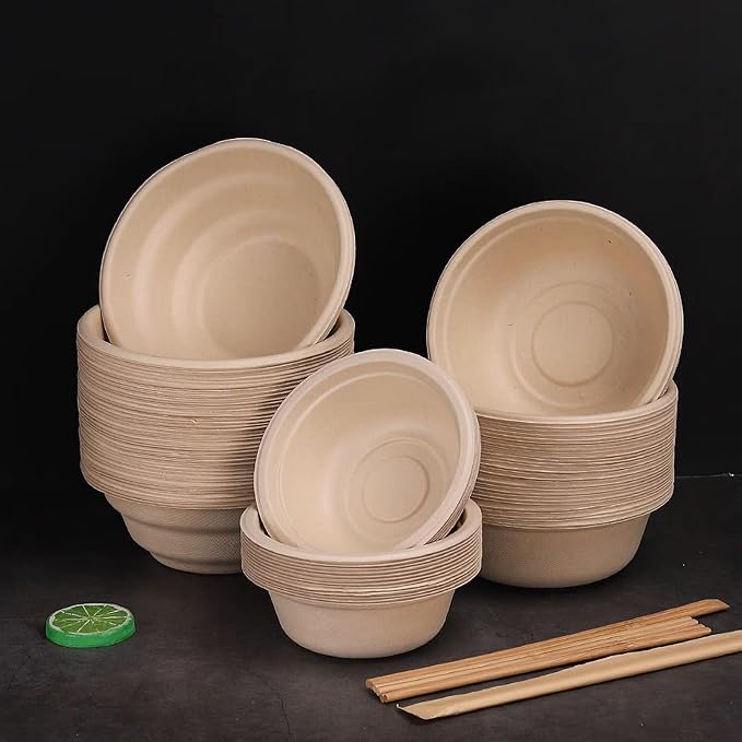 12 oz Disposable Paper Bowels, Paper Food Container, Compostable Tableware for Party, Picnic, Barbecue, Pack of 150
