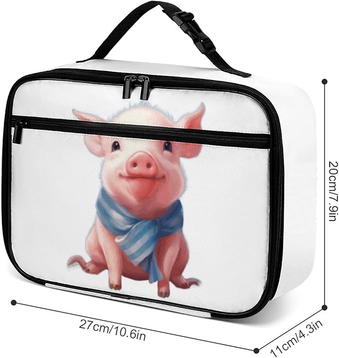 Pink Pig Reusable Lunch Box Insulated Lunch Bag Cooler Bag Lunchbox Meal Food Container Tote Bag for Women Kids Girls Boy School Camping Hiking Picnic Beach Travel