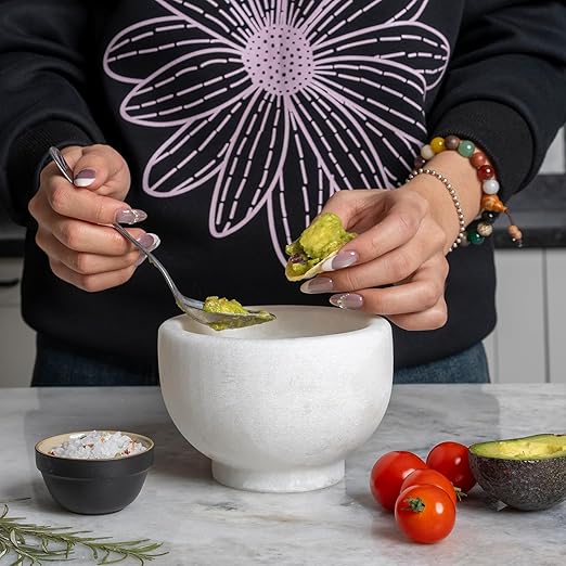 Koville Natural Marble Mortar and Pestle Set, 5" Unpolished Heavy Duty Grinder Bowl for Kitchen, Guacamole, Salsa, Pill Crusher, Spice, Herb, Marble Bowl for Kitchen Counter(Rough Surface Finished)