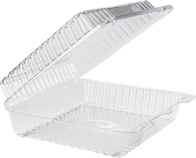 25-Pack Clear Plastic Food Containers Clamshell Take Out Disposable To Go Boxes for Food Clam Shell 8 x 7 inch for Salads, Snacks, and Meals
