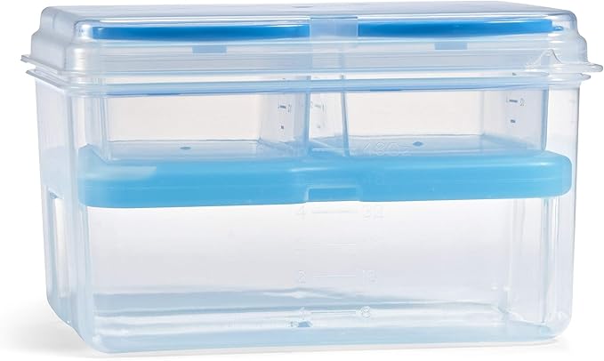 Fit & Fresh 216HL Entree Set with Ice Pack, 3 Reusable Portion Control Containers, BPA-Free, Microwave/Dishwasher Safe Lunch Box, Entrée, Blue