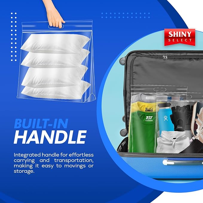 8 Gallon Jumbo Storage Bag with Handle & Resealable Zipper Top, 22x22, 10 Bags – Clear Big Plastic, Extra Large XL, 4 Mil Heavy Duty for Toiletries, Clothes, Beach Essentials, Shoes, Toys
