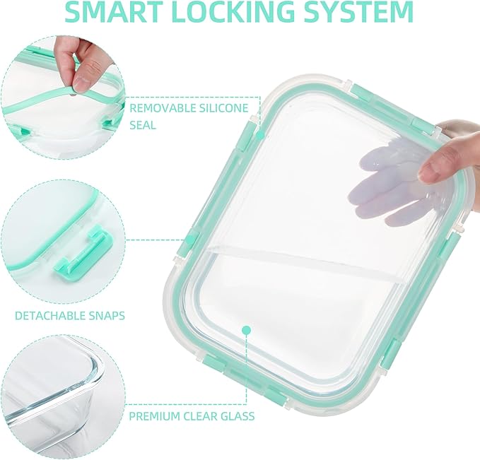 C CREST 12 Pack Airtight Glass Containers for Fresh and Tasty Food Storage, Multi-Size for Efficient Kitchen Storage