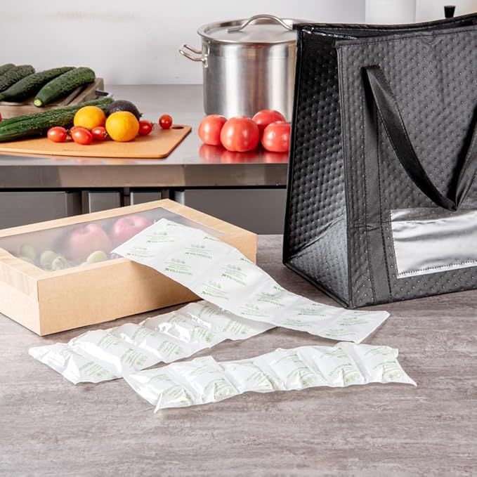 Restaurantware Delivery Tek 15.4 x 5.7 Inch Ice Sheets 10 Durable Cold Packs - Easy-To-Use Design Leakproof Plastic Shipping Ice Packs Reusable For Frozen Meat Vegetables or Beverages