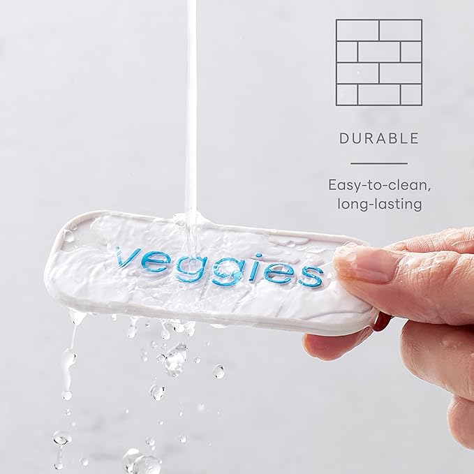 YouCopia, 10-Piece Set ReStickable 3D Fridge Labels, Reusable Nano-Suction, White