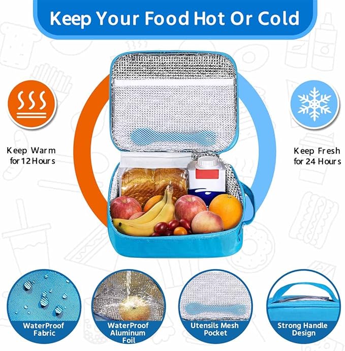 MAISON HUIS Bento Lunch Box for Kids With 8oz Soup Thermo, Leakproof Lunch Compartment Containers with 4 Compartment Bento Box, Thermo Food Jar and Lunch Bag, BPA Free,Travel, School(Alien in Space)