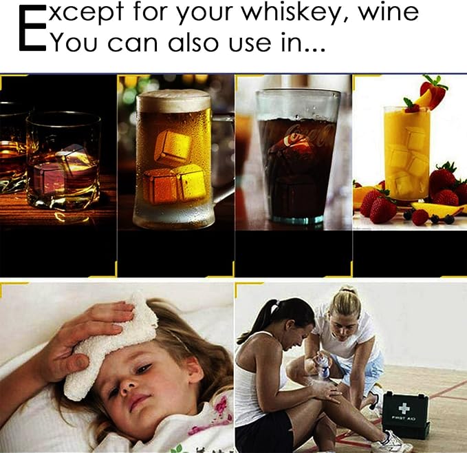 12 Pack Whiskey Stones Gift Set for Men, Das TooKii Stainless Steel Ice Cubes Chilling Stones Reusable, High Cooling Rocks Metal Ice Cube for Drinks Beverage Wine with Ice Tongs & Freezer Storage Box