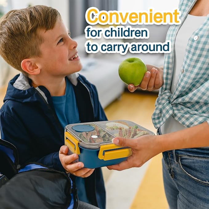 Stainless Steel Lunch Box for Kids, Girls Boys Bento Box for Food Storage Containers with Portable Utensil, Toddler Lunch Box with Removable Tray, Ideal for Ages 3-10,Dishwasher & Freezer Friendly