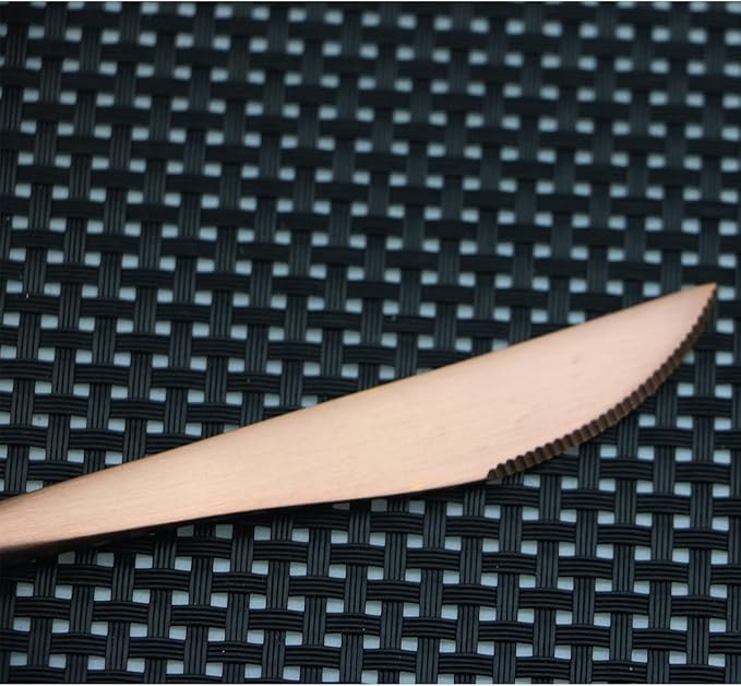 Flatware Set for 2, Luxury 10 Pieces Rose Gold Plated Copper Color 18/10 Stainless Steel Silverware Flatware Sets Spoons Knives and Forks Set, Service for 2