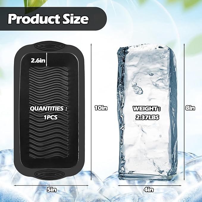 XANGNIER Extra Large Ice Block Mold,1 Pack 2.35lbs Ice Cubes for Cold Plunge or Coolers,Reusable Silicone Ice Molds for Ice Bath Chiller,Big Ice Tray