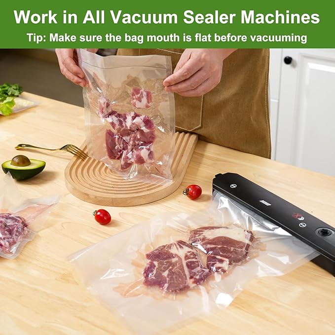 Moretoes 150pcs Vacuum Sealer Bags, Gallon 11" x 16" and Quart 8" x 12" and Pint 6" x 10" Food Saver Bags BPA Free, Pre-cut Commercial Grade Vac Bags for Food Storage, Meal Prep or Sous Vide