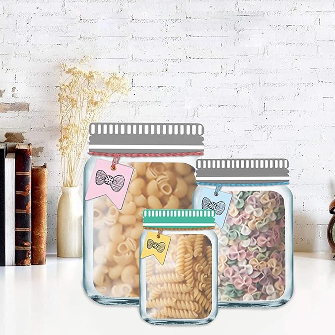 Enkrio 45Pcs Mason Jar Zipper Bags Resuable Snack Bags Portable Food Storage Snack Zipper Bags for Kitchen Travel Camping Picnic Organizer (15S 15M 15L)