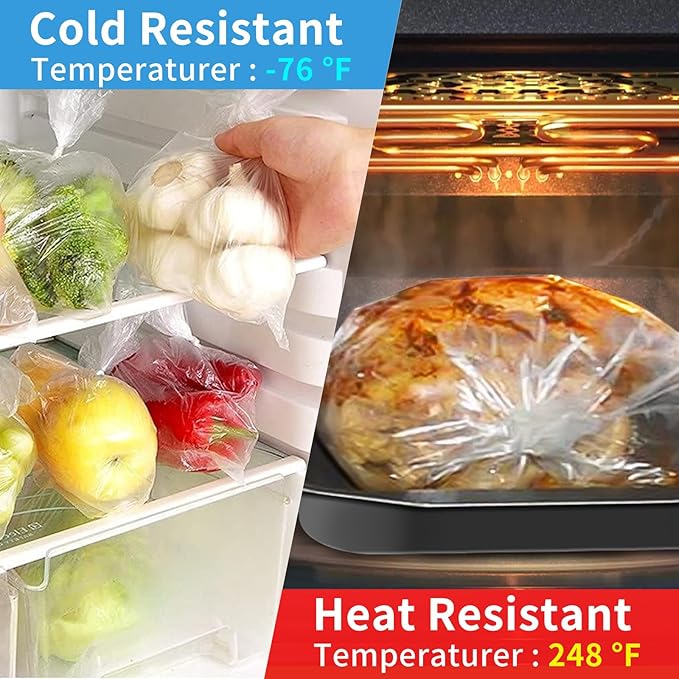Food Bag, 14" X 20" Plastic Produce Bags Roll, Fresh-Keeping Clear Plastic Bag for Food, Fruit, Vegetable, Bread, Kitchen, freezer, Supermarket, 350 Produce Bags/Roll (2 Rolls)