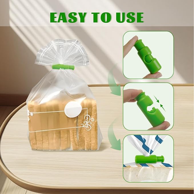 12PCS Chip Clips with 10PCS PVC-Coated Steel Clip, Squeeze and Lock Clips,Clips for Chips and Other Food Bags, Snack Bread Sealing Clip, Bag Clips for Chips, Bag Clips for Food, Bag Clips Food Clips