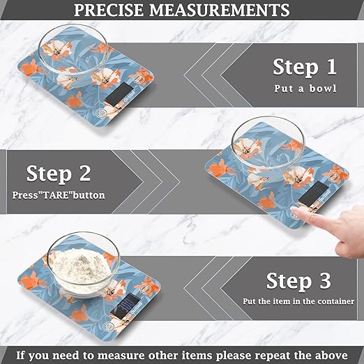 Food Scale Kitchen Scale Food Scales Digital Weight Grams and Ounces Small Electronic Food Scale for Baking Cooking Flowers Blue