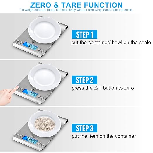 Uten Digital Kitchen Scale for Baking and Cooking, 11lb Ultra Slim Food Scale Grams and Ounces - with Hook Design, LCD Display, Timer