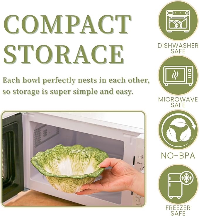 KXZ 5 oz Ceramic Dipping Bowl, Green Cabbage Shape Small Bowls, Porcelain Mini Baking Cups Oven Safe for Personal Ice cream, Soy Sauce, Dipping Dish, Cheese, Snack, Yogurt, Ketchup, BBQ