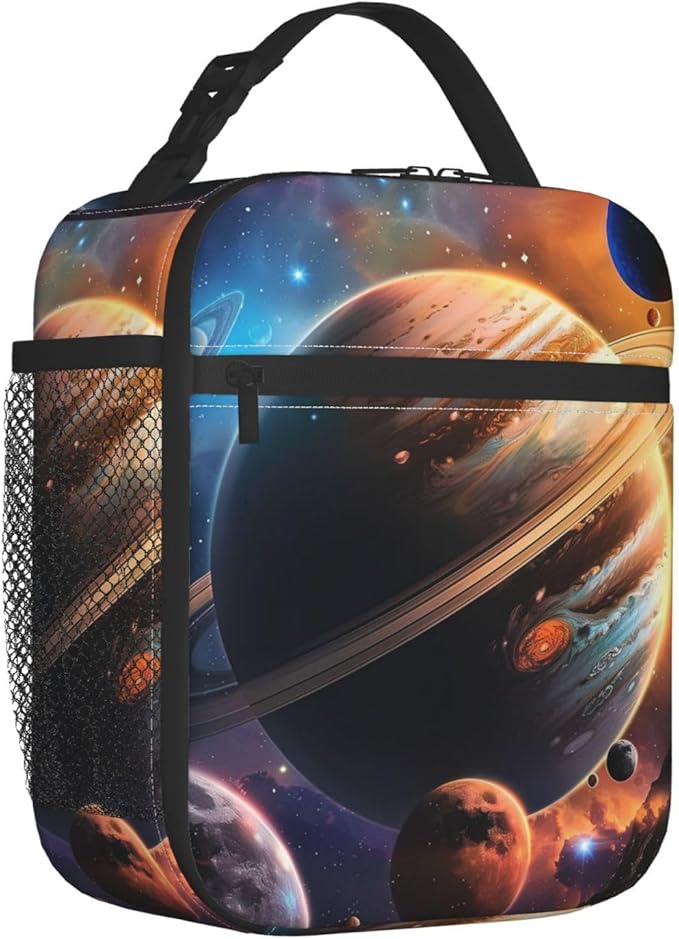 Insulated Lunch Box for Girls Boys Women Adults Kids Galaxy Lunch Box for Work,Picnic,School,Travel,Hiking, Beach or Fishing Polyester Galaxy Lunch Bag Planet