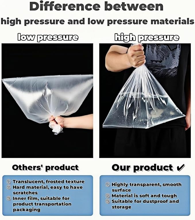 Reusable Extra Large Clear 3.94mil Plastic Bags 23.6x35.4 inch 5 Pieces Flat Open Storage Packaging for Dustproof Clothes Car Seat Luggage Suitcase Food Bulk Pack for Traveling Moving