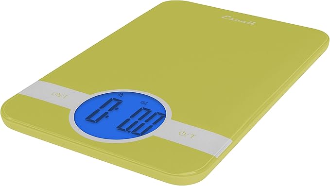 Escali Ciro C115G Blue Backlit Digital Display Table Top Scale, Tare Functionality, Liquid and Dry Measurements, Office, Kitchen, 11lb Capacity, Green