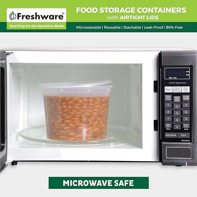 Freshware Plastic Deli Containers 32 oz, 64 ounce, 64 oz, 12-Set