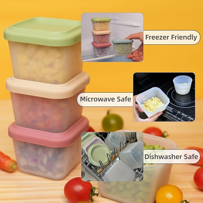 4 Pack Small Silicone Snack Containers with Lids 5 oz Reusable Food Storage Containers Bento Lunch Snack Pots for Adults & Kids Meal Prep Containers BPA Free