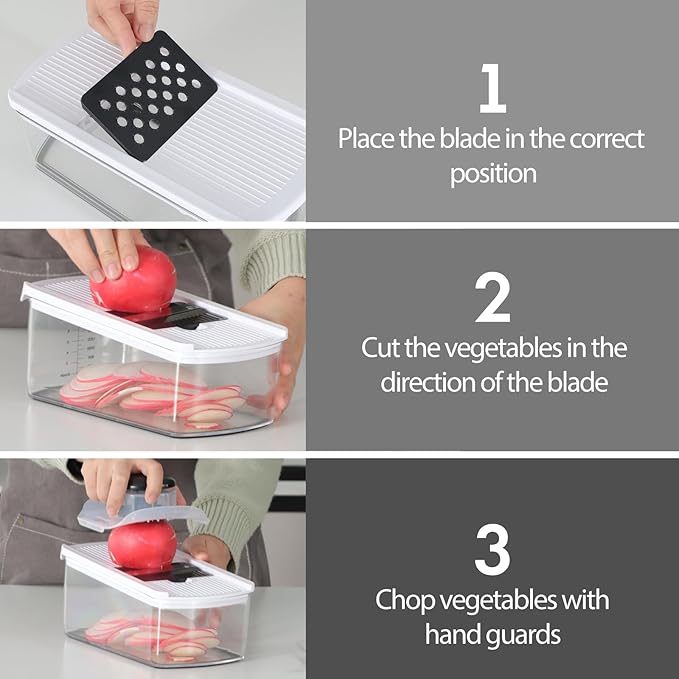 Cambom Vegetable Chopper With Container, Multifunctional Food Chopper Onion & Vegetable Cutter Dicer With 8 Blades, Carrot & Veggie Slicer 8 Blades