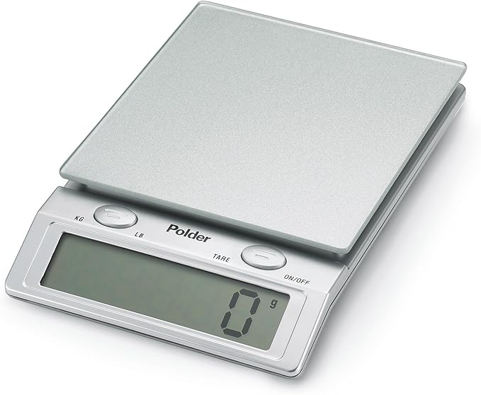 Polder Easy-Read Digital Glass Top Scale, 11-Pound (5 kg.) Capacity