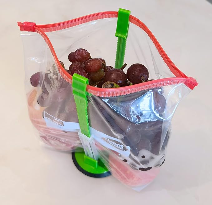 8 Pack Baggy Rack, Adjustable Plastic Freezer Bag Holder Stand, Zip Lock Bag Kitchen Gadget for Meal Planning