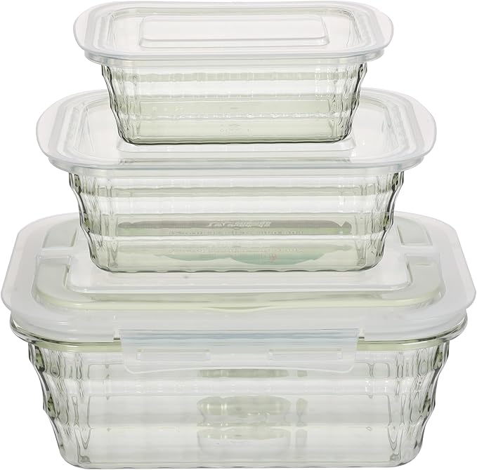 Taiuloo Set of 3 Food Storage Container, BPA Free Salad Bowls with Lids, Salad Lunch Container To Go with Handle, Plastic Meal Prep Storage Containers for Snacks, Fruits, Green