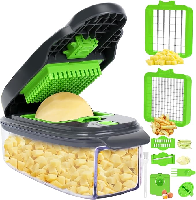 Vegetable Chopper with Large Container - Cutter Mandoline Slicer Food Chopper Kitchen Vegetable Slicer Dicer Cutter, 11 in 1