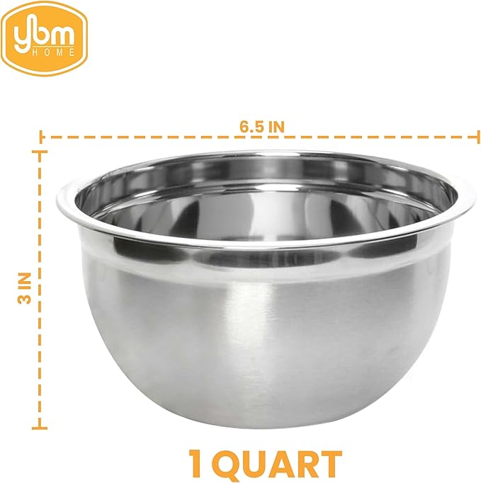 YBM HOME Deep Professional Stainless Steel Mixing Bowl for Cooking Baking, Mixing and Serving - 1 Quart, 1167