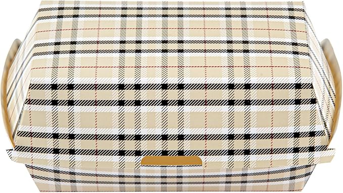 Restaurantware Bio Tek 6.7 x 3.5 x 3.5 Inch Clamshell Food Containers 100 Disposable Sandwich Containers - Hinged Lid Tab-Lock Closure Plaid Paper Hot Dog Containers Durable Greaseproof