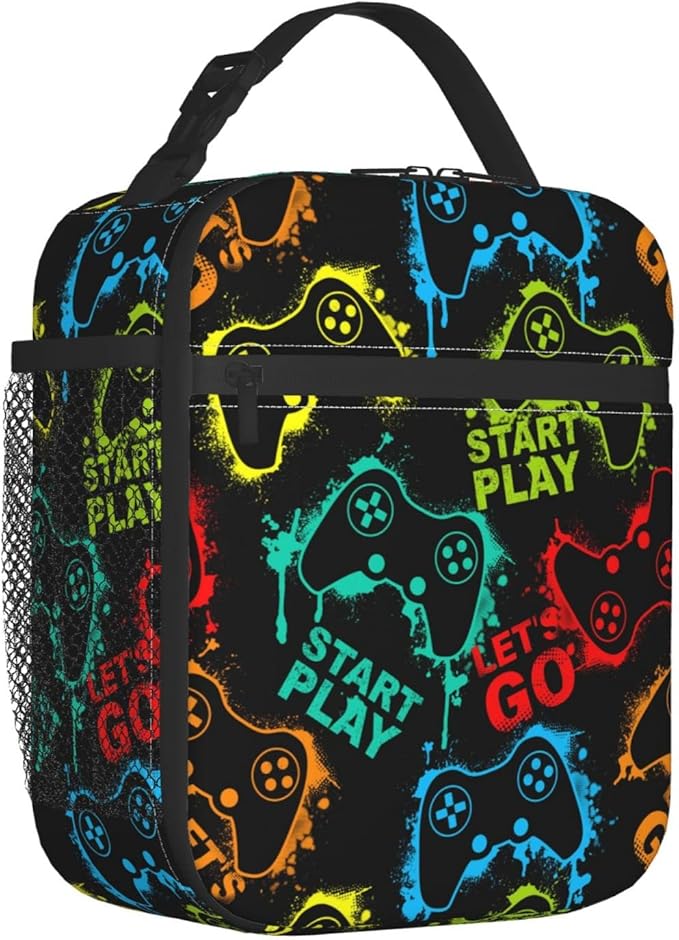 YETTA YANG Video Game Cool Portable Lunch Bag Insulated Lunch Box Reusable Totes For Women Men Work Picnic Camping