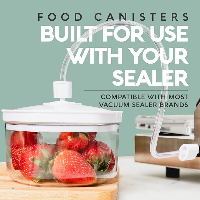 Avid Armor 3 Piece Vacuum Food Container Set for Home Kitchen with Accessory Hose in 2L, 1.4L, and 0.7L Sizes BPA Free