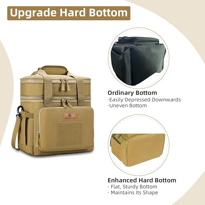 HSHRISH Tactical Lunch Bag, Large Expandable Lunch Box for Men, Durable Waterproof Leakproof Cooler Bag with Molle Webbing, for Adults/Work Outdoor Picnic Hiking Camping, 20 Can/15 L, Brown