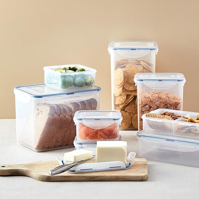 LOCK & LOCK Easy Essentials Food Storage lids/Airtight containers, BPA Free, 54 Ounce, Clear