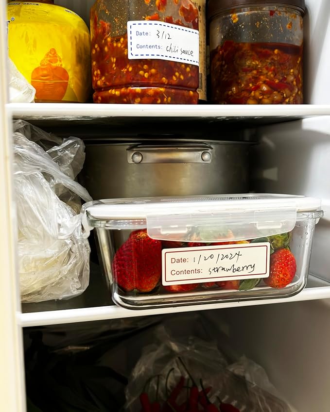300 PCS Removable Freezer Labels, 1 x 3 Inch Food Labels to Write on Food Storage Stickers Date Label, Waterproof Oil Resistant Canning Labels Jar Labels Freezer Paper Label, Clean Leaves No Residue