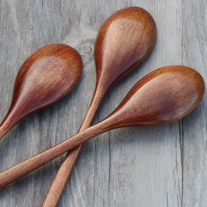 Wooden Spoon Fork Knife Eating Flatware Set Portable Utensil Set with Case, Reusable Wooden Cutlery Travel Utensils Set, 2 Spoons and 2 Forks and 2 Knives