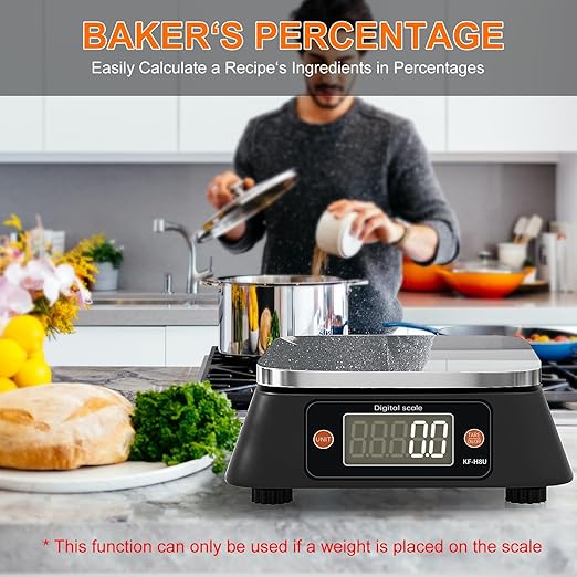 Kitchen Scales Digital Weight Grams and Ounces, YONCON KF-H8U Food Scale for Bakers, Candle and Soap Making, Baking Scale with Stainless Steel Large Platform, 22lb, 3*AA Batteries and AC Power Adapter