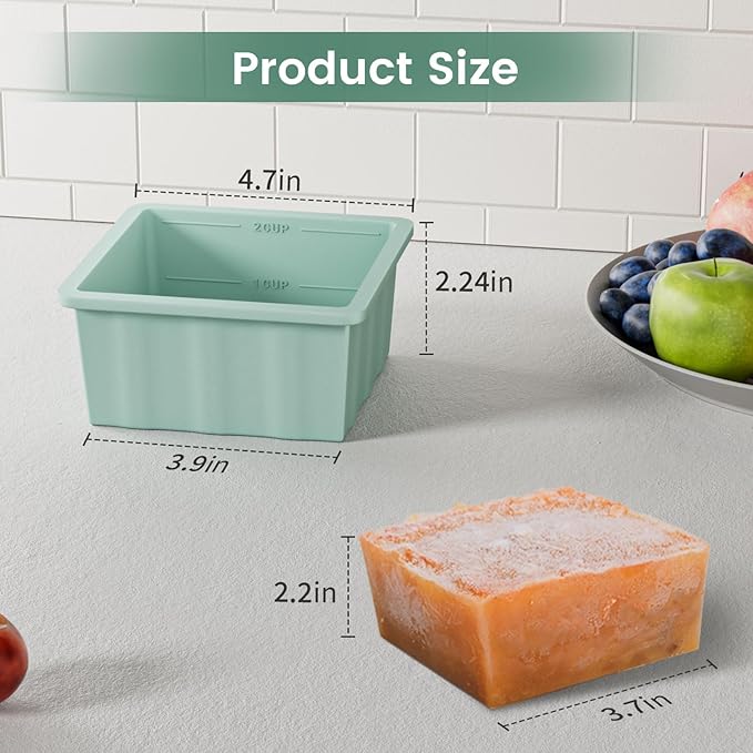 Silicone Freezer Tray for Soup Ice Cubes: 2-Cup Freezing Tray with Lid for Meal Prep - 4Pack Silicon Soup Portion Freeze Tray Make Stock Souped Ice Cube