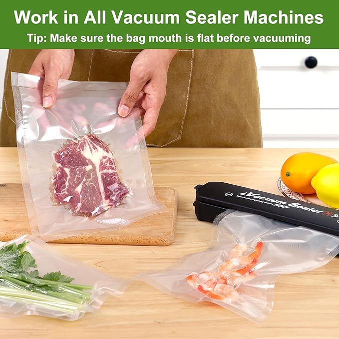 Moretoes 200pcs Vacuum Sealer Bags, 100 Quart 8" x 12" and 100 Pint 6" x 10", BPA Free, Pre-cut Commercial Grade Vac Seal Meal Bags for Food Saver Storage, Meal Prep or Sous Vide
