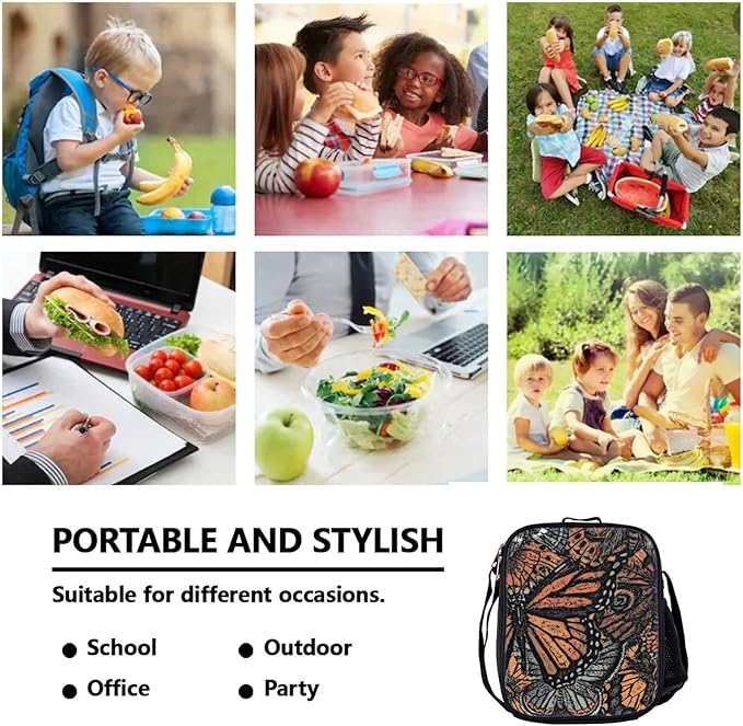 Butterfly Backpack, Butterfly Backpack For Girls 3 PCS for Teens, Boys and Girls Butterfly Bookbag, Butterfly Insulated Lunch Bag and Butterfly Pencil Case Perfect for School and Everyday Use.
