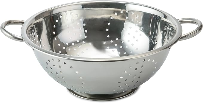 Vinod Food Mesh Colander | 11 Inches in Diameter | Dishwasher Friendly Strainer | Perforated Base | Suitable For Straining Fruits, Vegetables, Noodles, Pasta, Spaghetti | Stainless Steel Body Large