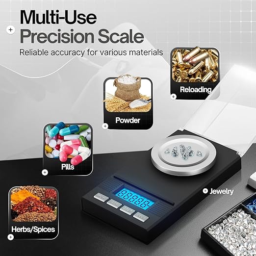 Flexzion Digital Milligram Scale Kit - 50g/0.001g, High Precision Micro Scale, Jewelry Scale, Powder Scale, Reloading Scale, Mg Scale for Weighing Powders & Medicine, Includes 50g Calibration Weight