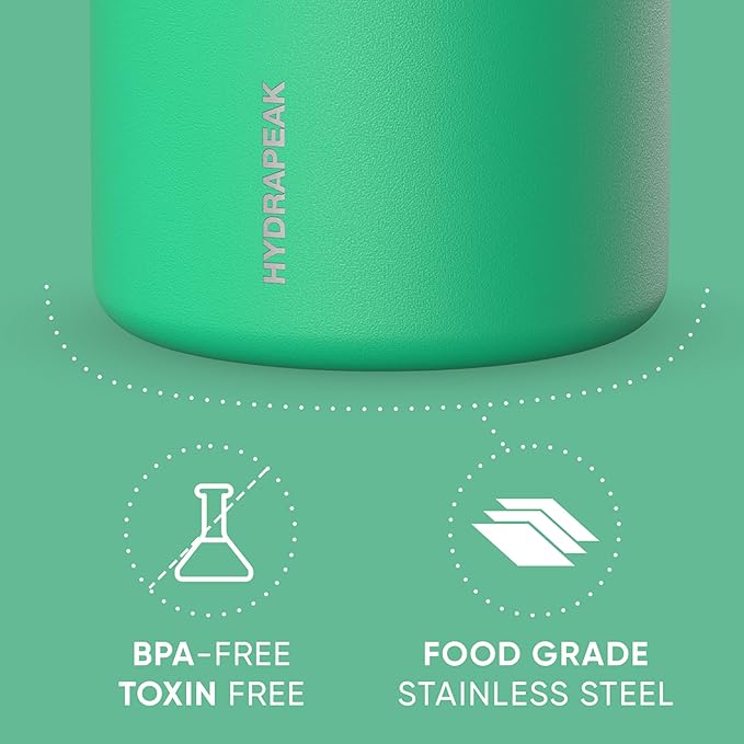 Hydrapeak 25oz Stainless Steel Vacuum Insulated Thermos Food Jar | Thermos for Hot Food and Cold Food, Wide Mouth Leak-Proof Soup Thermos for Adults, 10 Hours Hot / 16 Hours Cold (Jade)
