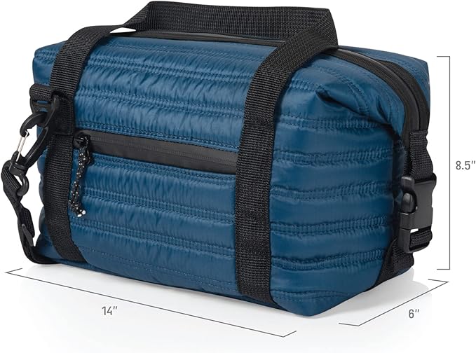 PICNIC TIME Midday Quilted Washable Insulated Lunch Bag, Soft-sided Lunch Box, Lunch Cooler Bag, (Navy Blue)