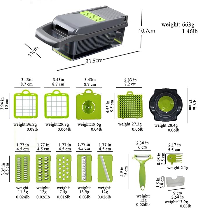 16 in 1 Multifunctional Food Chopper, Vegetable Chopper, Pro Onion Chopper, 8 Blade Vegetable Chopper, Egg Slicer with Container, French Fry Cutter Potatoe